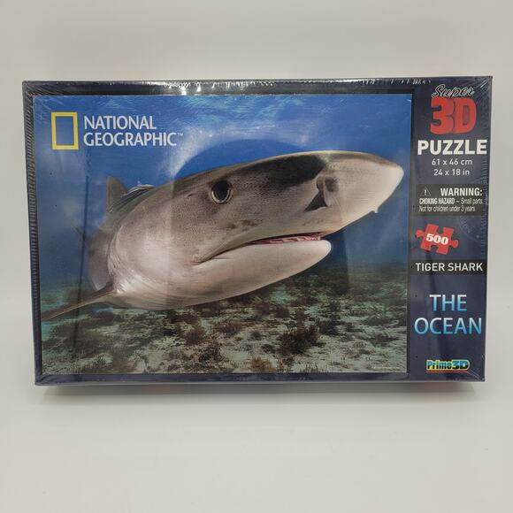 Shark Week NWT National Geographic Super 3D Tiger Shark Puzzle 500 piece - Picture 1 of 5